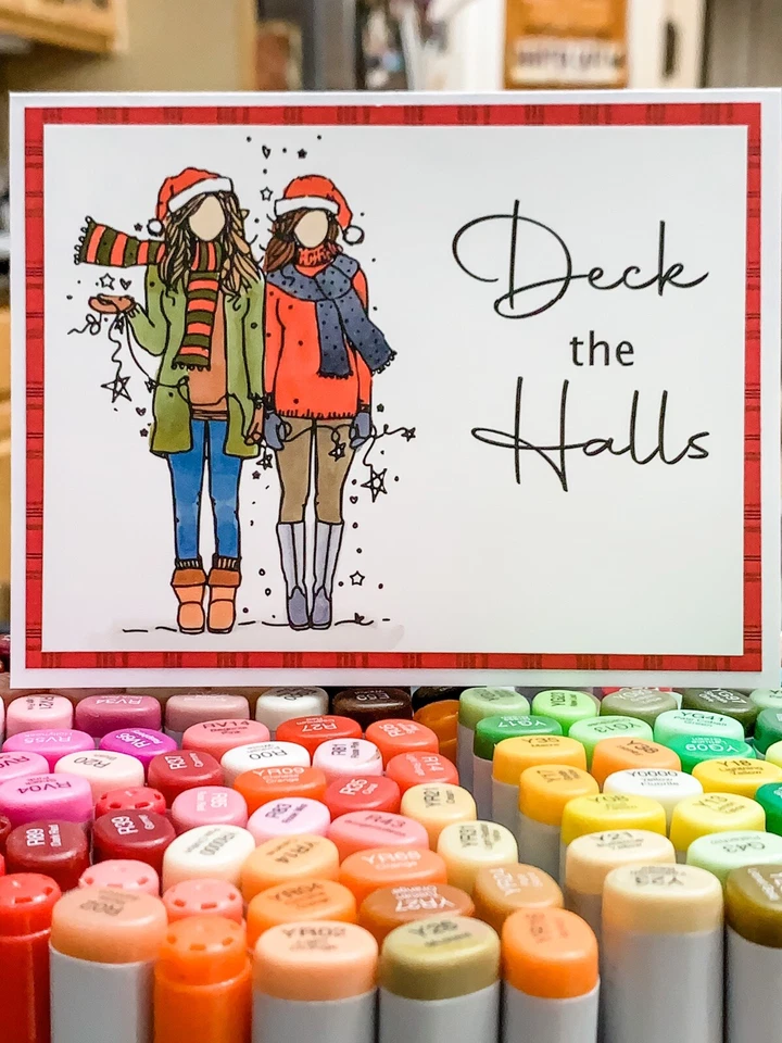 Conjunto de tarjetas de Navidad con sello de unidad baraja para niñas The Halls estampación Foto 1 de 1