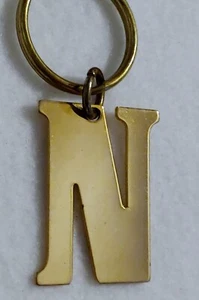Keychain - LETTER “N”  - 1 5/8 in Tall - Gold Tone - Metal - Picture 1 of 4