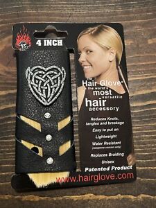 Hair Glove® Leather Tribal Heart Cut-Out with Gemstones Pony Tail Holder 4" 