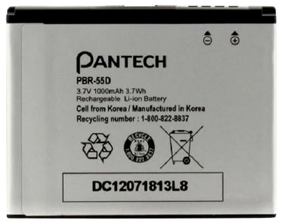 Batería de teléfono celular Pantech PBR-55D Li-ion 5HTB0081B0A 3.7V 1000mAh 3.7Wh AT&T Foto 1 de 2