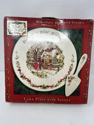 PLATO DE PASTEL CAMINANDO EN UN PAÍS DE LAS MARAVILLAS DE INVIERNO con SERVIDOR SUSAN WINGET DESCONTINUADO nuevo en caja Foto 1 de 4