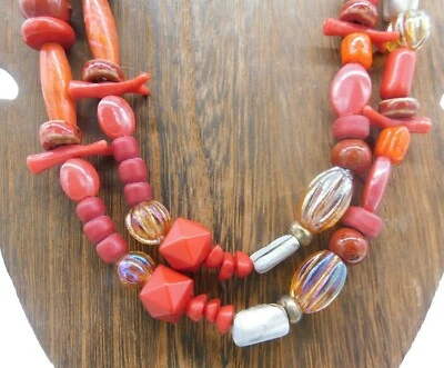 Collar largo 29" de 29" concha de abulón cerámica iridiscente iridiscente de plata roja Foto 1 de 4