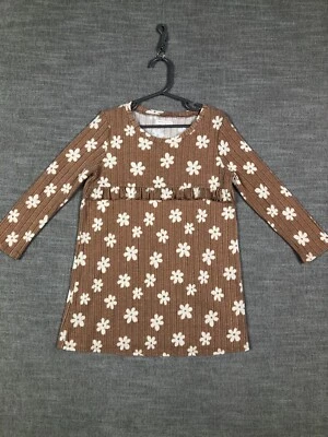 Vestido Camisa Grayson Colectivo Niñas 5T Niño Pequeño Marrón Floral Pullover Cuello Redondo Foto 1 de 4