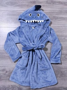 Shark Robe Boys Small 6-7 Blue Super Soft Long Sleeve Bath Robe Kids - Picture 1 of 7