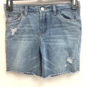 Levi’s Girl’s Size 14 Girlfriend Midi Classic Cut Off Summer Shorts Distressed - Picture 1 of 3