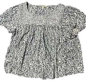 Camicia top blusa donna marca Lucky taglia XS floreale smocked cottagecore corta - Foto 1 di 5