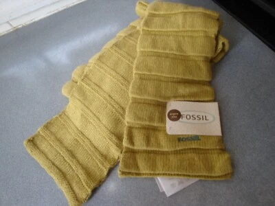 NWT FOSSIL GOLDEN OLIVE VISCOSE NYLON ANGORA 4.75 X 72" SCARF - Image 1 of 4