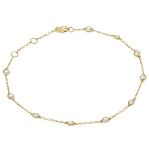 1/2 Carat TW Bezel Set Genuine Diamond Station Bracelet in 14K Yellow Gold - Picture 1 of 6