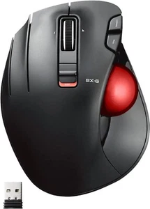 ELECOM Wireless Left-Hand Trackball Mouse Red Ball 6-Button M-XT4DRBK-G Wireless - Picture 1 of 7