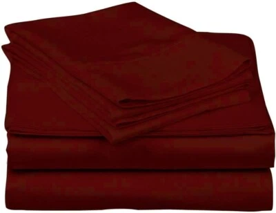 1000 TC EGYPTIAN COTTON BURGUNDY SOLID RV CAMPER & BUNK BED SHEET SET ALL SIZES - Image 1 of 4