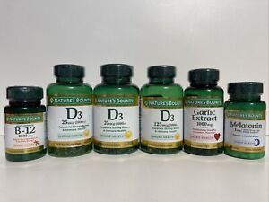 Nature’s Bounty 6 Pill Lot Vitamin D3 5000iu B12 Garlic Extract Melatonin
