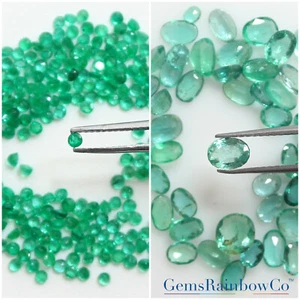 Natural Emerald Round, Oval Faceted Loose Gemstones Green Zambian Emerald, #698. - Picture 1 of 19