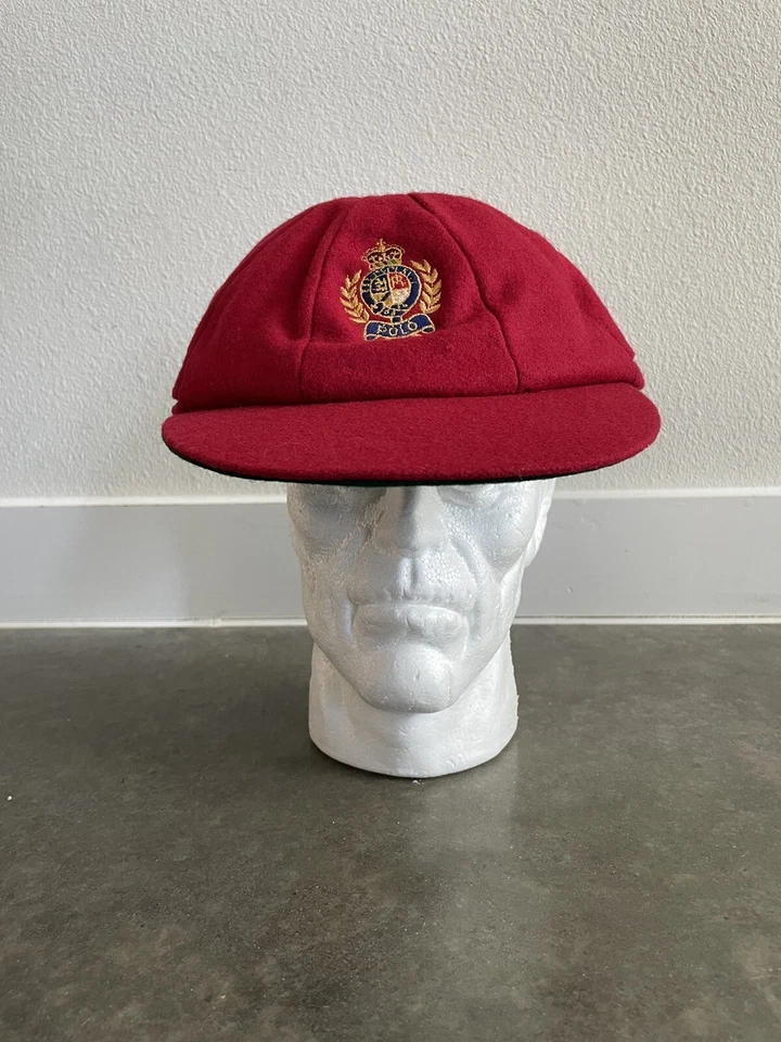 Винтажный Polo Ralph Lauren красный шерсти герб шляпа вождения крышка 7 5/8 размер очень редкая - Изображение 1 из 4