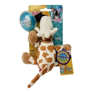 Nuby Giraffe Pacifier Snuggleez Combo Set 0-6 Months Natural Flex Cherry Shape - Picture 1 of 13