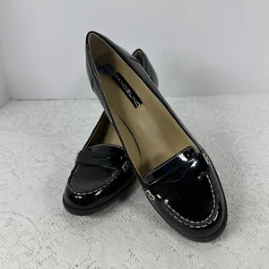 BANDOLINO Patent Black 'Abenzio' Penny Loafer Heels Womens Size 7.5 - Picture 1 of 8