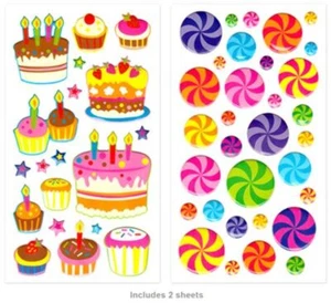Puffy Sticker Scrapbooking Cupcakes Cake Candles Celebration Party theme - Picture 1 of 2