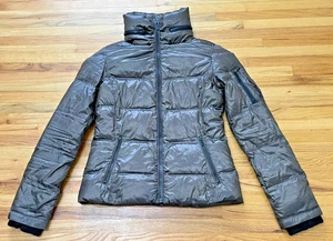 BCBGMAXAZRIA Women's S Brown Puffer Jacket Zip Quilted Coat High Neck Winter - Picture 1 of 12