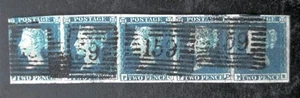 Queen Victoria GB 2d Blue Horiz. Strep SG.15 Used Blue Toning To Violet Blue VF - Picture 1 of 2