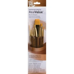Princeton Artist Brush Synthetic Gold Taklon Real Value Brush Set-7/Pkg - Picture 1 of 1