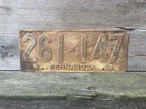 Antik 1924 Pennsylvania Nummernschild Oldtimer PA Autoschild Original - Bild 1 von 1