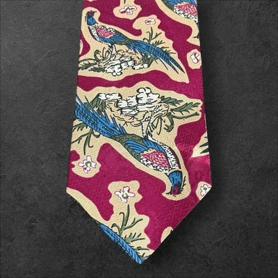 Corbata de seda XMI para hombre ~ corbata azul borgoña pavo real 3 7/8 X 57,5 Foto 1 de 4