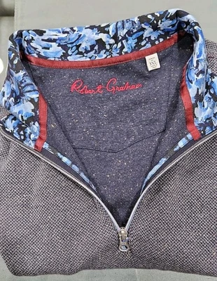 Robert Graham Tejido Lindell 1/4 Cremallera Suéter Hombre Sudadera 3xl Gris Marino Nuevo  Foto 1 de 4