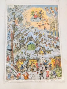 VTG West Germany Korsch Verlag Christmas Advent Calendar Santa In Sleigh Gifts - Picture 1 of 7