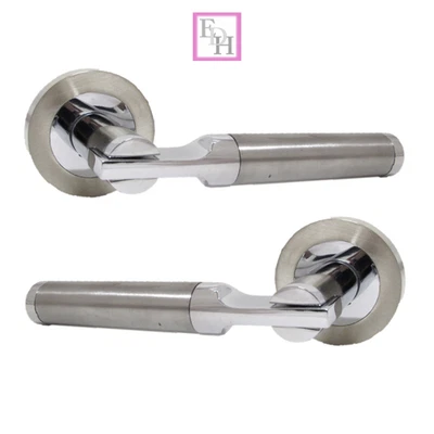 Modern Serozzetta Lever on Rose Door Handle Chrome/Satin | Heavy Duty Set - Image 1 of 4