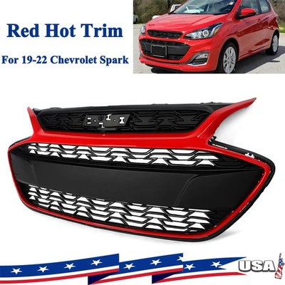 For 2019-22 Chevrolet Spark Front Bumper Upper Grille Grill W/Red Trim 42687998 - Imagem 1 de 4