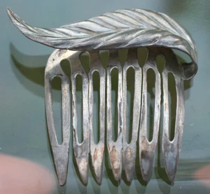 Vintage *:CHATO:* Castillo Taxco Mexico Sterling Silver Hair Comb 925 Leaf Motif - Picture 1 of 13