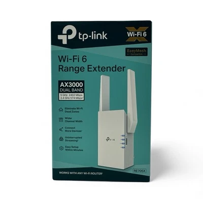 TP-Link RE705X AX3000 WiFi 6 Range Extender – EasyMesh, Gigabit – NEW - Image 1 of 4
