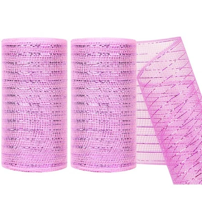 2 Pack Deco Mesh 5.9 Inch x 30 Feet Decor Mesh Ribbon with Metallic Foil Deco... - Image 1 of 4