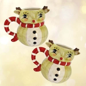 Johanna Parker Designs Christmas Reindeer Ceramic Mugs Set of Two New 2025 - Picture 1 of 2