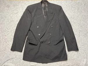 Vintage Christian Dior Blazer Mens 46 Black Double Breasted Wool Jacket Sport - Picture 1 of 12