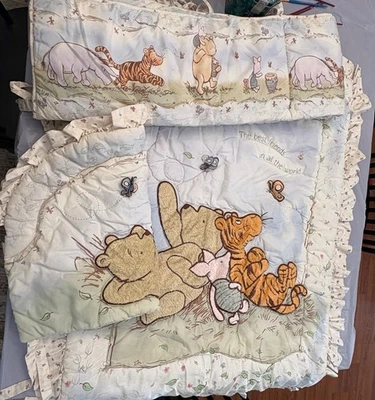 Disney Whinnie The Pooh Ropa de Cama Bebé Vintage Tres Piezas, Juego Edredón Cuna Foto 1 de 4