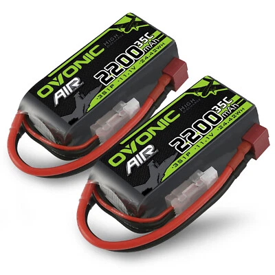 2X OVONIC 35C 11.1V 2200mAh 3S Kurzer LiPo Akku Deans für Flugzeug Heli RC Auto  - Bild 1 von 4
