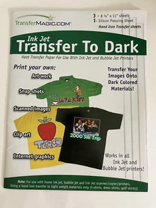 TransferMagic Dark Fabric Wärmeübertragungspapier 4 Tintenstrahldrucker 3 Blatt 8,5x11 - Bild 1 von 4
