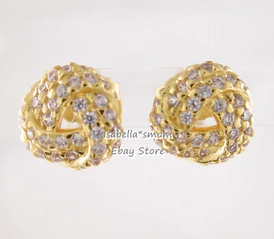Love Nodo Autentico Pandora Splendere Placcato Oro Giallo Orecchino Borchie - Immagine 1 di 4