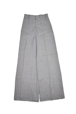 Vintage Happy Legs Trousers Womens 4 26x33 Grey Wide Leg Pinstripe Bell Bottoms - Image 1 of 4