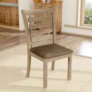Set of 2 Dining Chairs Farmhouse Rustic Look Distressed Ladderback Solid Wood - Picture 1 of 11