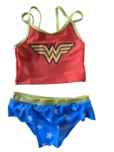 Girls Wonder Woman Tankini Swimming Costume Swim Suit Set Age 2 - 10 Years - Picture 1 of 6