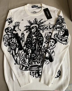 DOLCE & GABBANA Wool Virgin Mary Madonna Graphic Embroidered Sweater Jumper IT36 - Picture 1 of 14