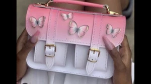 🇬🇧GRAFEA Micro Leather Satchel White Pink Butterflies Bag Birthday £110 🎁New - Picture 1 of 6