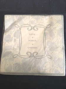 100+ Wedding  Shower Love Honor Cherish Christian Beverage Cake Napkins - Picture 1 of 3
