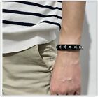 Retro Genuine Leather Belt Snap Bracelet Star Leather Cuff Bracelet Mens Bangle