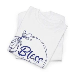 Bless Your Heart T-Shirt Women's Short Sleeve Ribbon Bow Choose Color - Picture 1 of 37