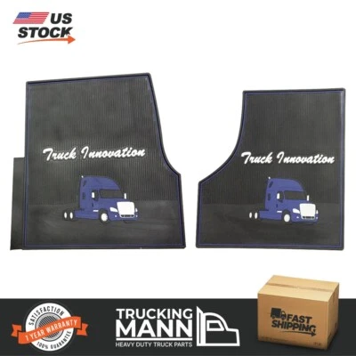 Truckingmann Freightliner Cascadia Rubber Front Floor Mats 2pcs Black&Blue 08-17 - Image 1 of 4