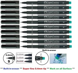 Faber-Castell Permanent Marker Super Fine Tip CD DVD OHP METAL GLASS WOOD 10 Pic - Picture 1 of 6