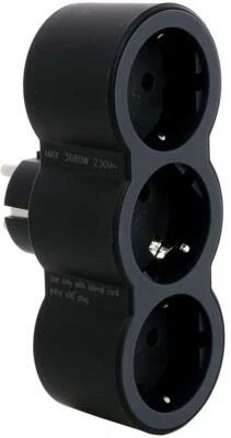 Mehrfachstecker Adapter Zertifiziert Legrand Schwarz CE Multistecker Typ F 2P+E - Bild 1 von 3
