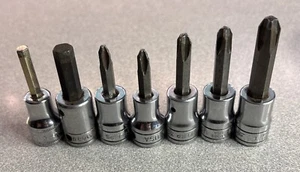 Snap On lot of 7 Drivers and Hex Bit Sockets With Snap On Socket Rail A269 - Picture 1 of 22